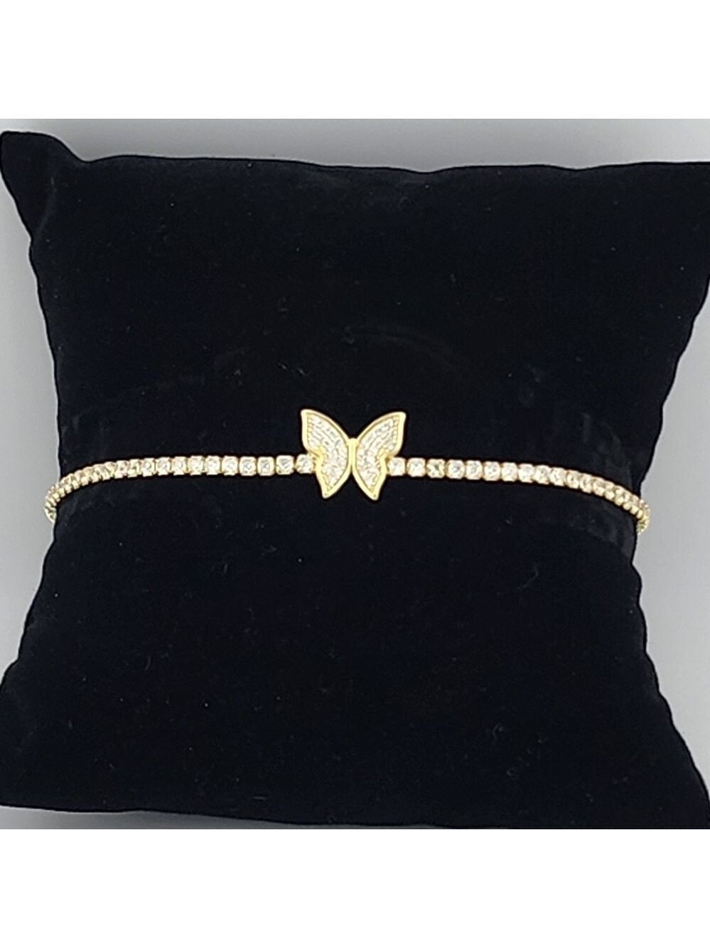 Gold Tone Butterfly Adjustable Bracelet Stamped 925
